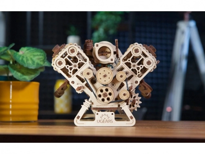 Ugears 3D lesena sestavljanka motor V8