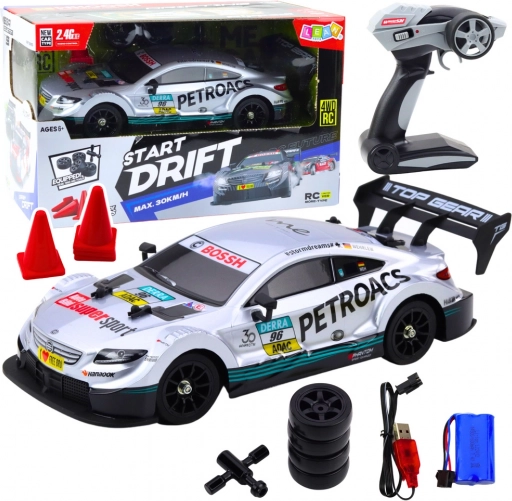 Dirkalni RC avto za drift v merilu 1:16 srebrn