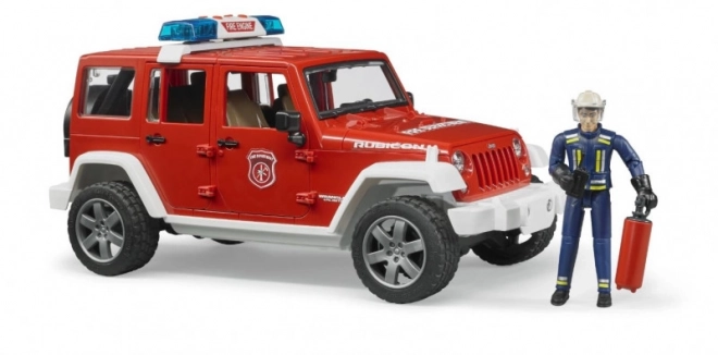Bruder Rdeči gasilski JEEP WRANGLER s figurico in dodatki