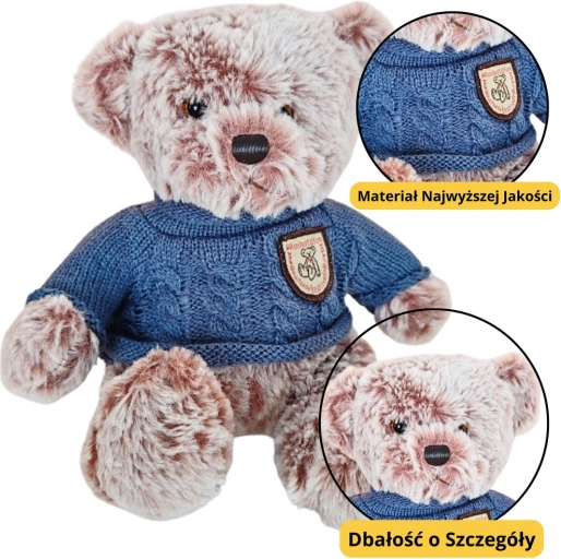 Plišasti Medvedek v Modrem Puloverju 21 cm
