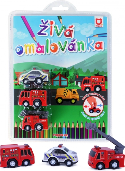 Živa pobarvanka reševalci – komplet 3 avtomobilčkov z vzvratnim pogonom