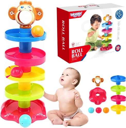 Woopie otroški spiralni stolp s kroglično stezo in 3 žogicami