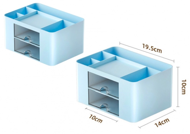 organizator za mizo z modrimi predali