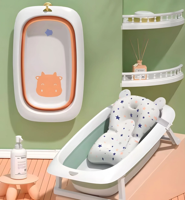 Otroška kad - zložljiva kad z odtokom 81 cm - ECOTOYS – oranžna