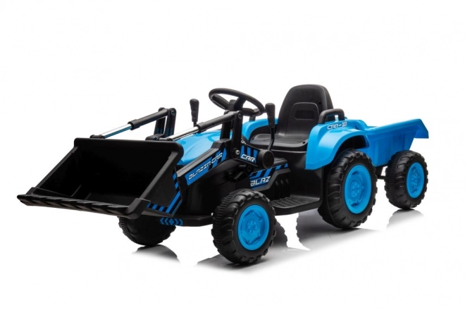Električni otroški traktor z žlico moder