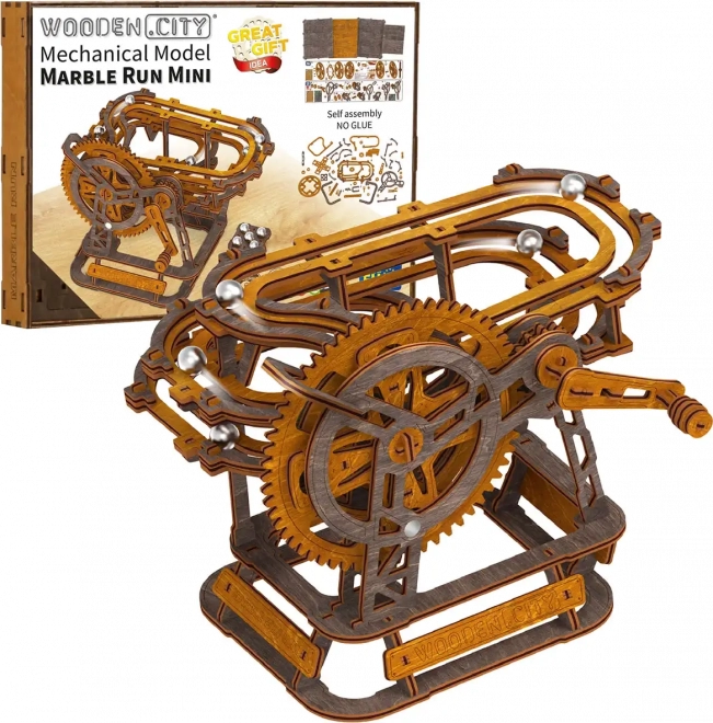 Lesena 3D sestavljanka Kroglični tobogan Mini od Wooden City
