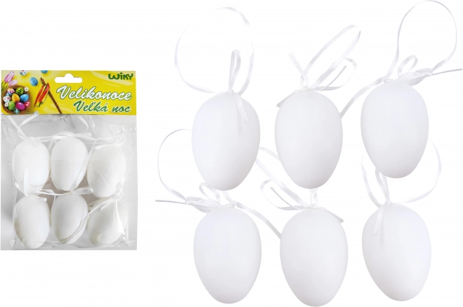 Dekorativna plastična bela jajca za obešanje 6 cm