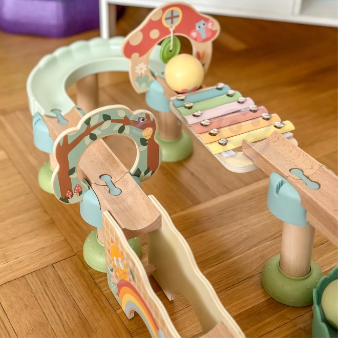 Tooky Toy Lesena Kroglična Proga z Ksilofonom 44 kos