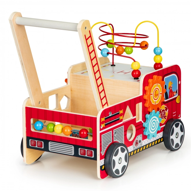 Lesena izobraževalna hojica z kockami - Gasilski avto ECOTOYS
