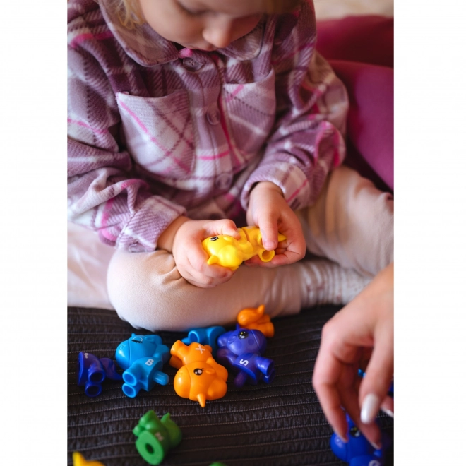 Montessori komplet za učenje številk in barv Samorogi