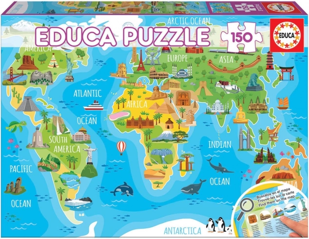 Educa puzzle Zemljevid svetovnih znamenitosti 150 kosov