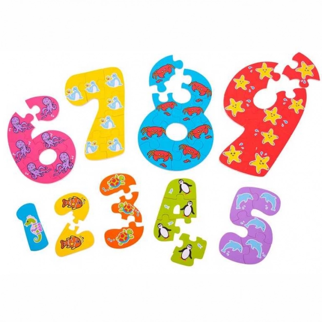 Bigjigs igrače lesena sestavljanka številke 1-9