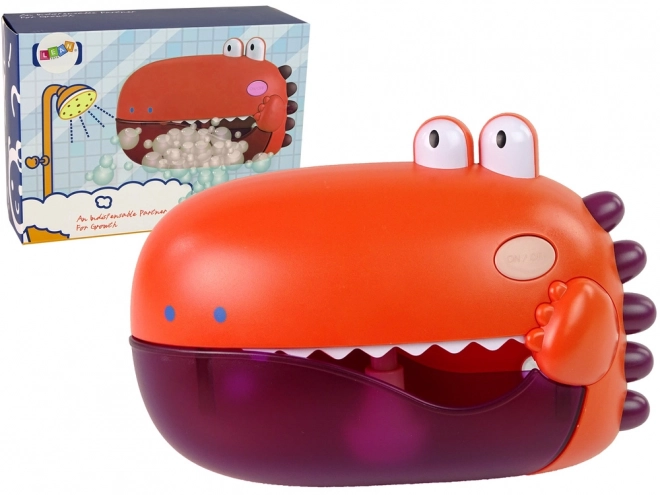 Otroška igrača za kopel Dino – rdeči generator mehurčkov na baterije