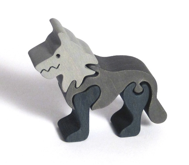Lesena vstavljanka puzzle mali Volk