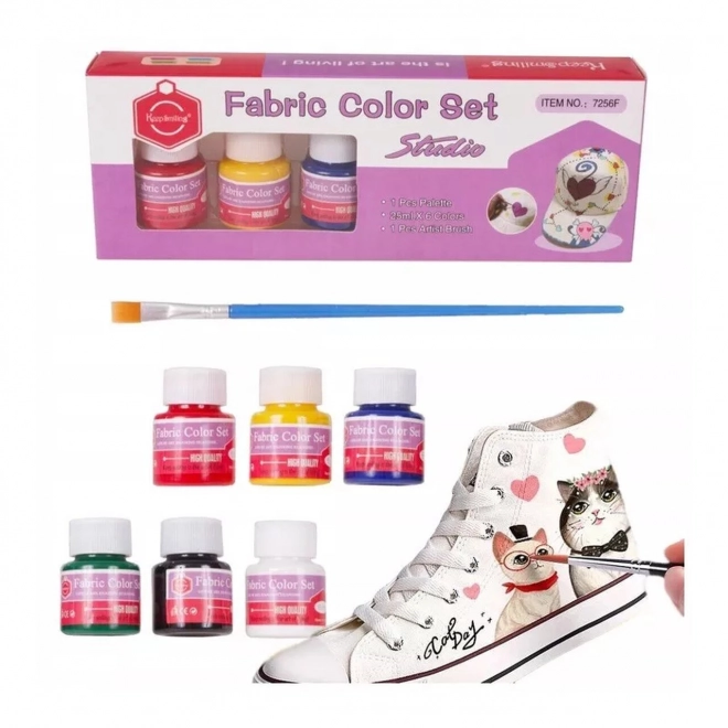 Set barv za tekstil 6 barv z dodatki