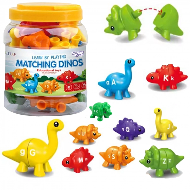 WOOPIE komplet Montessori figurice dinozavri za zlaganje z učenjem barv in črk Dopasuj Literki 13 kos