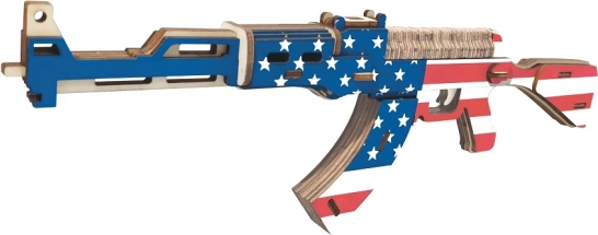 Lesene 3D sestavljanke Samopal AK47 Ameriška zastava