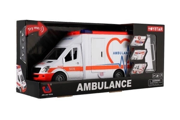 Igračka Ambulanca Plastična 28cm s Nosili in Vztrajnikom s Svetlobo in Zvokom