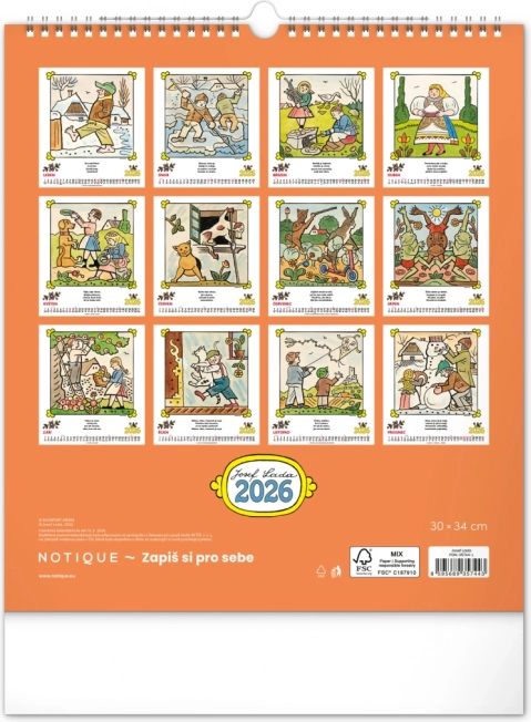 Stenski koledar Josef Lada - Rečni Čas 2026