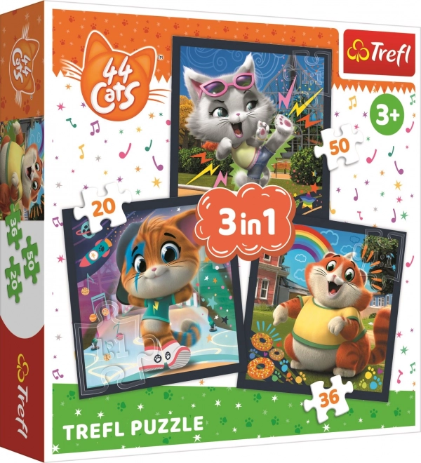 TREFL Puzzle 44 kosov: Spoznajte mačke 3v1 (20,36,50 delov)