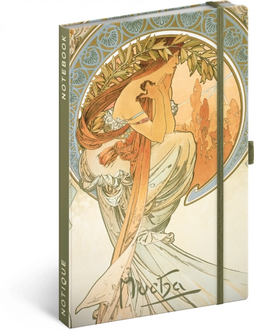 NOTIQUE Beležka Alfons Mucha – Poezija, črtasta, 13 x 21 cm