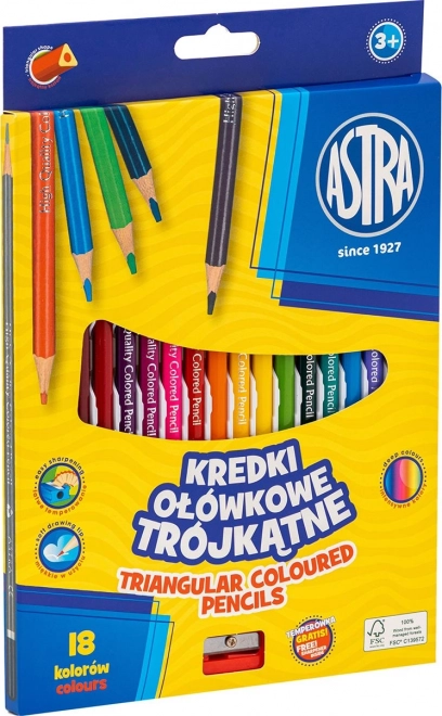 Astra trikotne barvice 18 kos s šilčkom