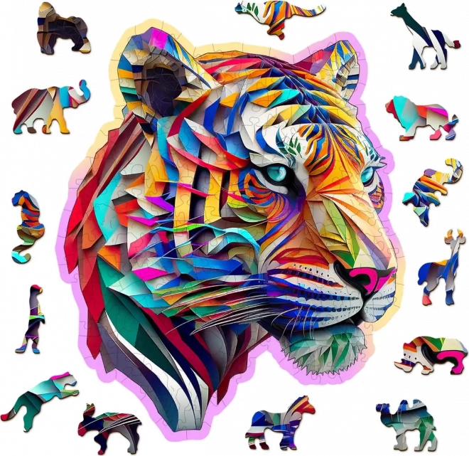Lesene puzzle barviti tiger 150 koščkov WOODEN CITY