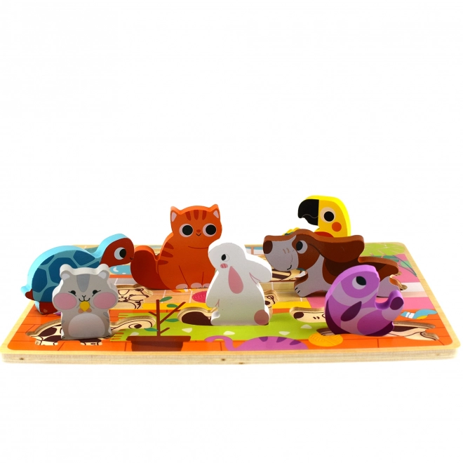 Tooky Toy lesene Montessori sestavljanke živalce za dom