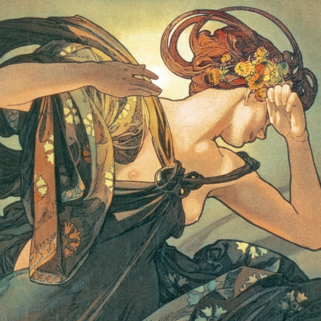 Kratki koledar Alfons Mucha 2025, 30 × 30 cm