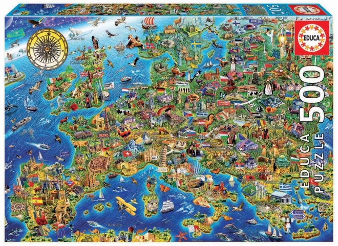 EDUCA Puzzle Nori zemljevid Evrope 500 kosov