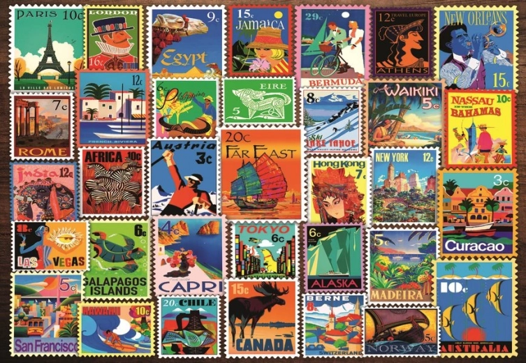 Ravensburger sestavljanka Znamke z različnih koncev sveta 200 koščkov