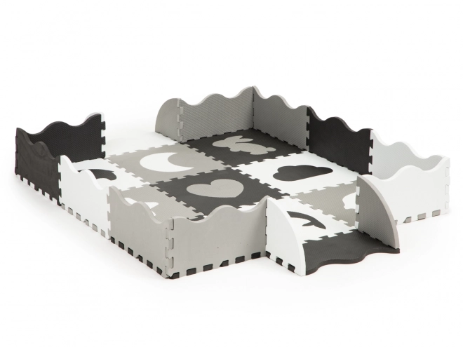 ECOTOYS Penaste puzzle Živali in oblike črno-bela SX z robom