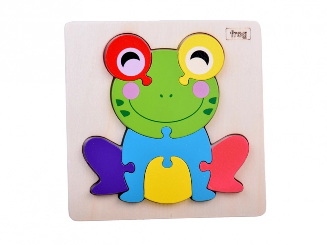 Lesena 3D sestavljanka Žaba Montessori