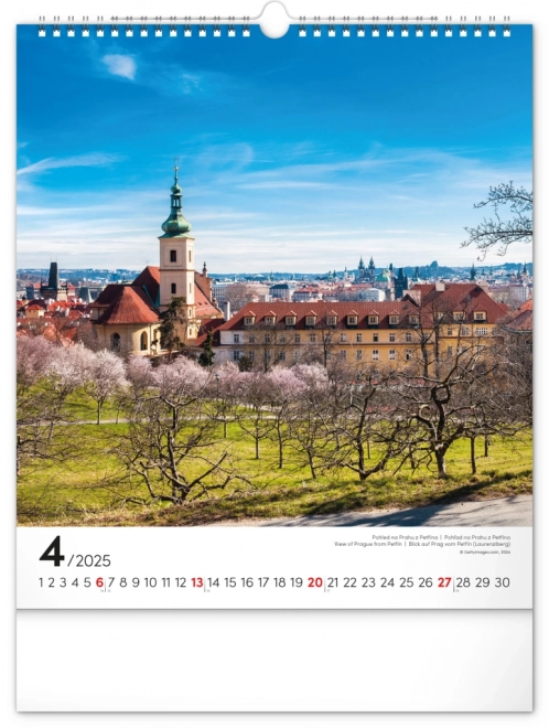 Stenski koledar Praga 2025, 30 × 34 cm