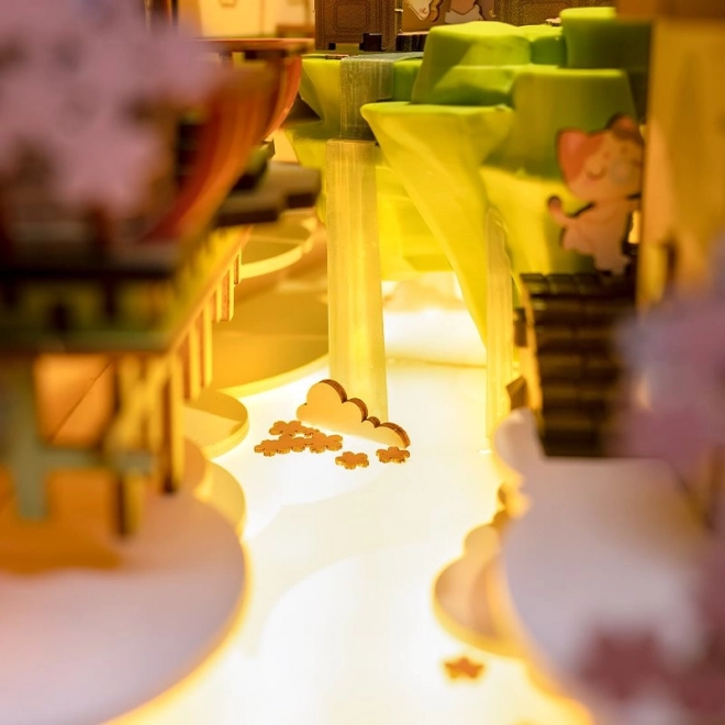 RoboTime 3D Puzzle Knjižna Držala "Padajoča Sakura" (lesena)