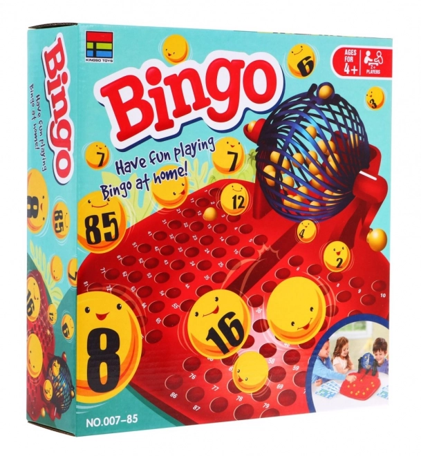 Otroška igra Bingo 4+ Številčna loterija + Žrebalni stroj s cilindrom + Kroglice s številkami + Karte žetoni