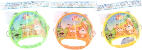 Plastični tamburin z živalicami 17 cm