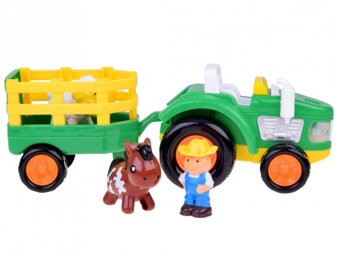 Kmetijski traktor s prikolico in živalmi zvok + svetloba ZA5390