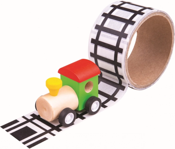 Lepilni trak s tiri in lesenim vlakcem Bigjigs Toys