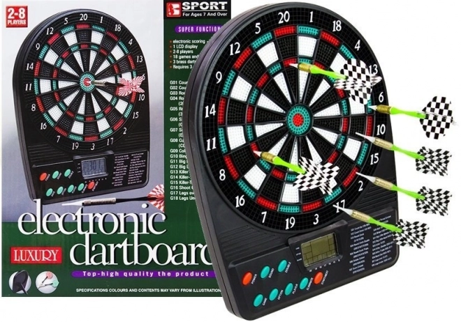 Elektronska tarča digitalna 20x26cm + 3 puščice plast na baterije z zvokom v škatli 21x27x4cm