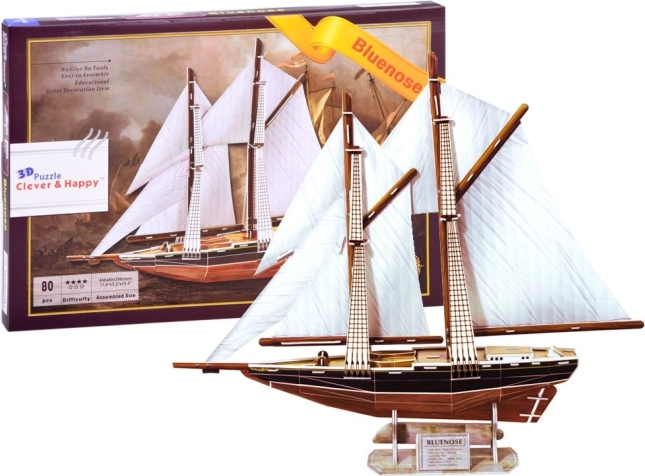 3D sestavljanka jadrnica BLUENOSE – lesen model ladje