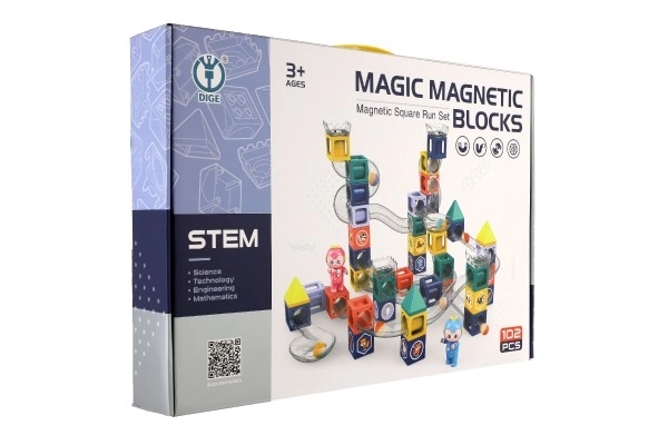 Magnetna kroglična steza s figuricami iz plastike 102 kosov v škatli 49x35x9cm