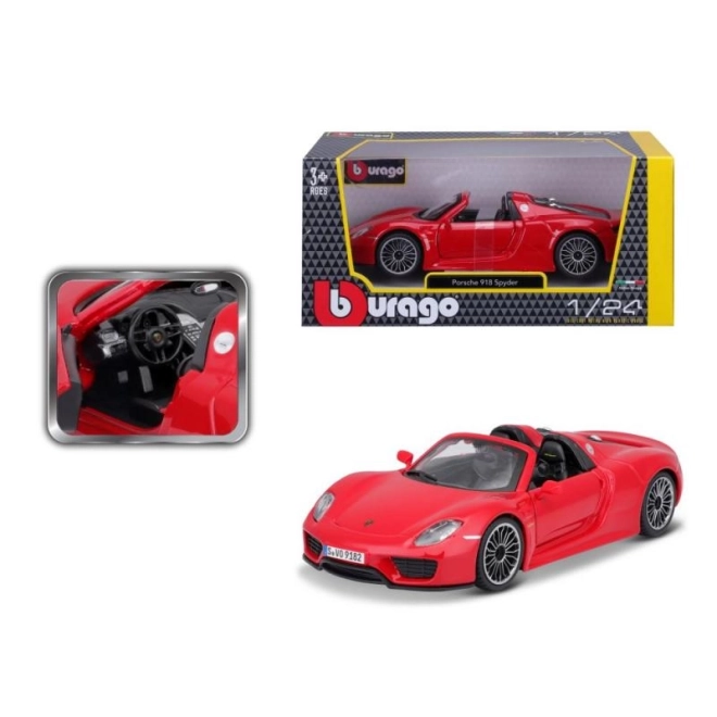 Bburago Porsche 918 Spyder rdeči model 1:24