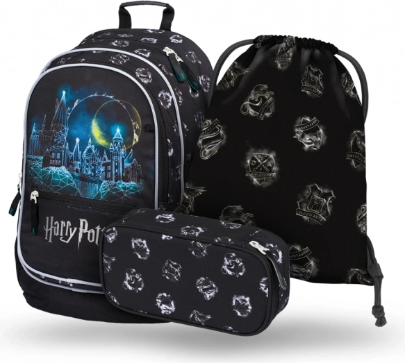 Šolski set BAAGL Harry Potter Bradavičarka – nahrbtnik, peresnica in vrečka
