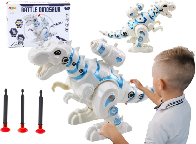 Robotski dinozaver z izstreljevalnikom puščic, bel