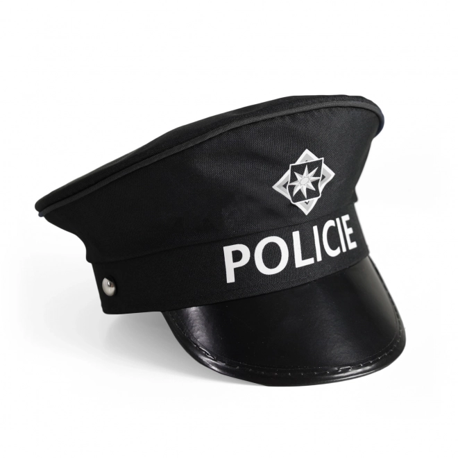 Set policija tkanina/plast kapa, znak, piščalka na kartonu 30x48x8cm