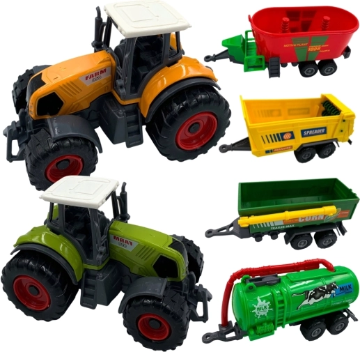 Woopie mini kmečki set – traktorji s prikolicami