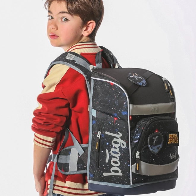 Šolski set BAAGL: Zippy Plus Pixel Space - aktovka, puščica, vrečka