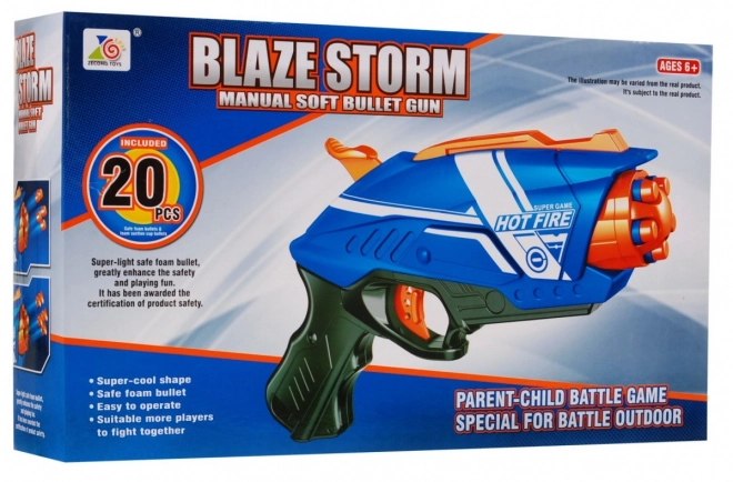 Ročna pištola za otroke 6+ Blaze Storm Prožni mehanizem + 20 dolgih penastih nabojev
