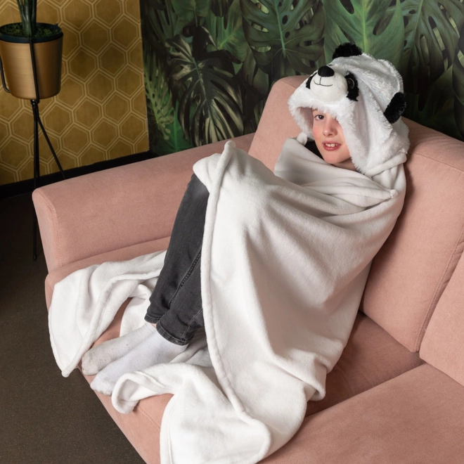 Cozy Noxxiez BL823 Panda - topla odeja s kapuco z živaljo in žepki s šapami